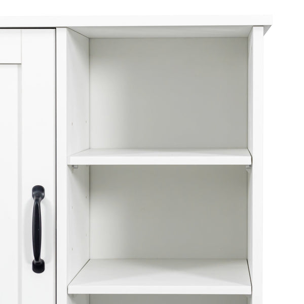 English Elm Laundry Cabinet with Tilt-Out Hampers, Adjustable Shelves, Freestanding White Storage Organizer W331S00168