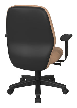 OSP Home Furnishings Mid Back Executive Office Chair Synchro Tilt Lumbar Support Ergonomic Padded Arms Buff 3121-R104