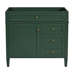 English Elm 36'' Modern Bathroom Vanity Cabinet with Tip-Out Drawer, Adjustable Shelf, Smooth Metal Slides, Solid Wood Frame Green N710P186084F