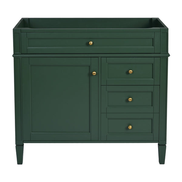 English Elm 36'' Modern Bathroom Vanity Cabinet with Tip-Out Drawer, Adjustable Shelf, Smooth Metal Slides, Solid Wood Frame Green N710P186084F