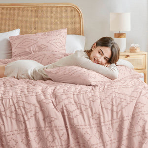 JLA Home 510 Design - Comforter Boho Tufted Mini Set with Brushed Microfiber, OEKO-TEX Certified, Lightweight Year-Round Cozy Pink AM10-0547