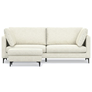 English Elm Ava 90" Mid-Century Sofa with Ottoman Set — Eco Performance Fabric, Feather-Top Cushions, Sturdy Frame Cream B136P199265