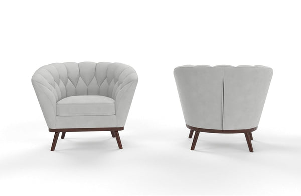 English Elm 1pc Barrel Accent Chair Channel-tufted Velvet Upholstery Mid-century Bedroom Lounge Seat B011P479018