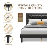 Upholstered Platform Bed Frame With Adjustable Headboard Available In Queen Size