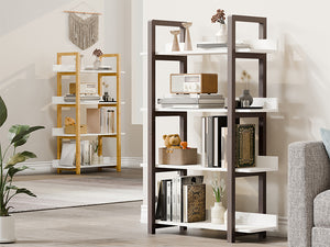 English Elm Multifuction Solid Wood Bookcase - Cedar Frame 4-Tier Narrow Shelf, Plant Stand, 40lb/Layer Durable W3128P281333
