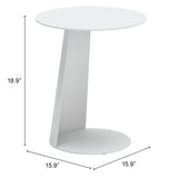 Sunny Isles Side Table White 704020 Zuo Modern