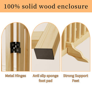 English Elm (6 Panel) Freestanding Wood Pet Gate Accordion Folding Indoor Dog Fence 31 Inch W2641P336052