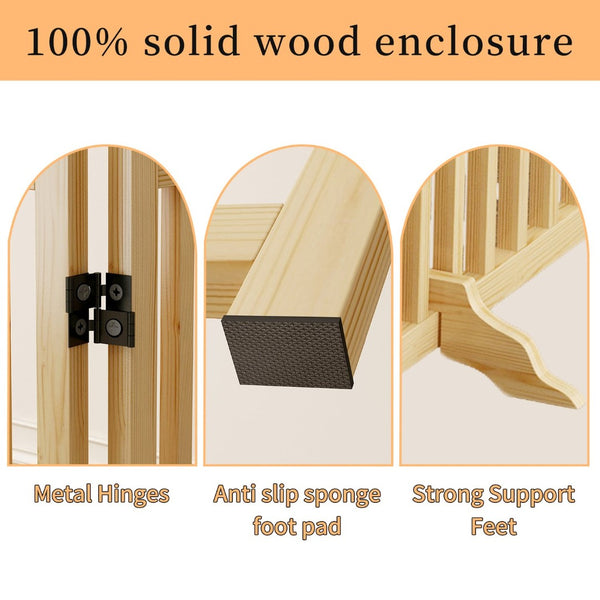 English Elm (6 Panel) Freestanding Wood Pet Gate Accordion Folding Indoor Dog Fence 31 Inch W2641P336052