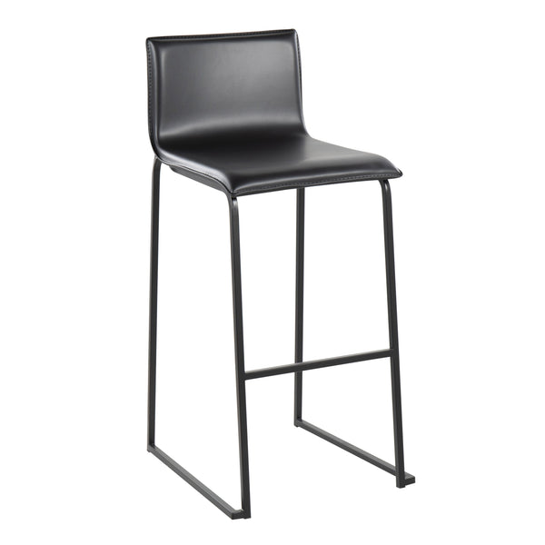 English Elm Mara Contemporary Black Barstool Set Of 2 - Stylish Faux Leather & Steel For Modern Dining Spaces B202P222233