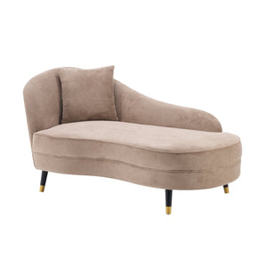 English Elm Bellaluxe Boucle Curved Chaise Lounge Upholstered Reading Chair for Bedroom or Office Camel N773P399982N