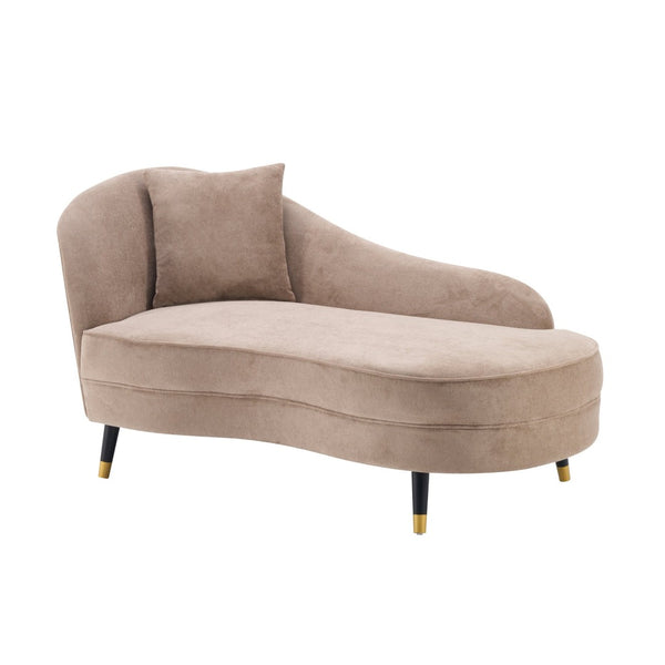 English Elm Bellaluxe Boucle Curved Chaise Lounge Upholstered Reading Chair for Bedroom or Office Camel N773P399982N