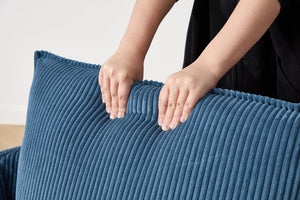 English Elm swivel Barrel Accent Chair with Solid Wood Frame & Metal Base, 350 lb Capacity, Sleek Curved Backrest Elegance Blue W2120P293679