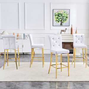 English Elm A Set of 2 Crocodile Embossed Pvc Barstools with Crystal Clasp Detail for Home Bars White W3875P383108