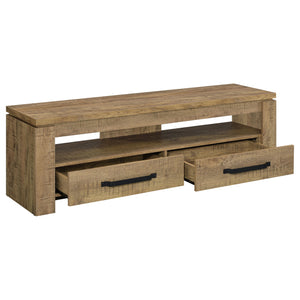 English Elm Tesoro Mango 2-Drawers TV Stand with Open Shelf, Rustic Engineered Wood, Black Pulls, Cord Management B062P376001