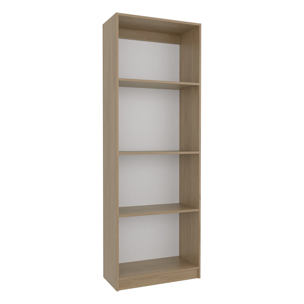 English Elm Home Modern 4-Shelf Display Unit for Books and Decor, Space-Saving Oak Finish Shelf Organizer Beige 39.4 L x 27.6 W x 3.5 H B070P337060