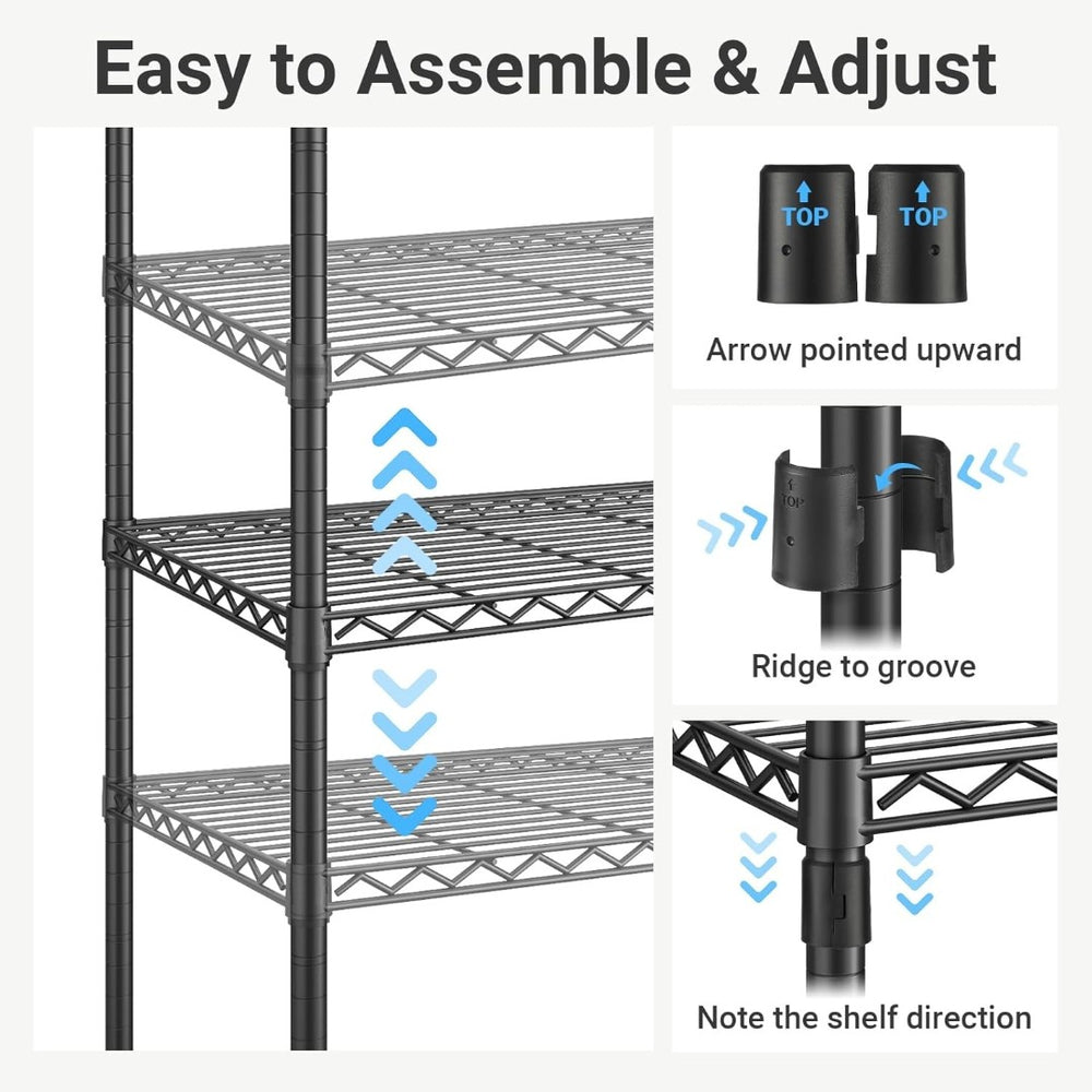 English Elm Heavy Carbon Steel 5 Tier Shelving Unit with Locking Casters for Garage or Pantry W3895P460394