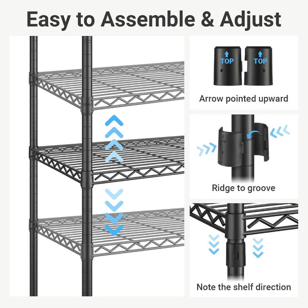 English Elm Heavy Carbon Steel 5 Tier Shelving Unit with Locking Casters for Garage or Pantry W3895P460394