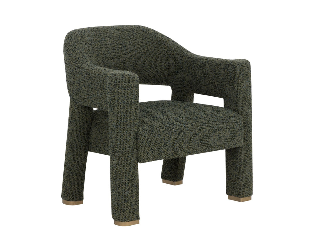 Sunpan PRISCA Lounge Chair - Bold Sculptural Comfort with Textured Upholstery & Elegant Brass Accents 112336