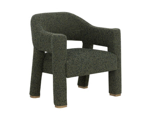 Sunpan PRISCA Lounge Chair - Bold Sculptural Comfort with Textured Upholstery & Elegant Brass Accents 112336
