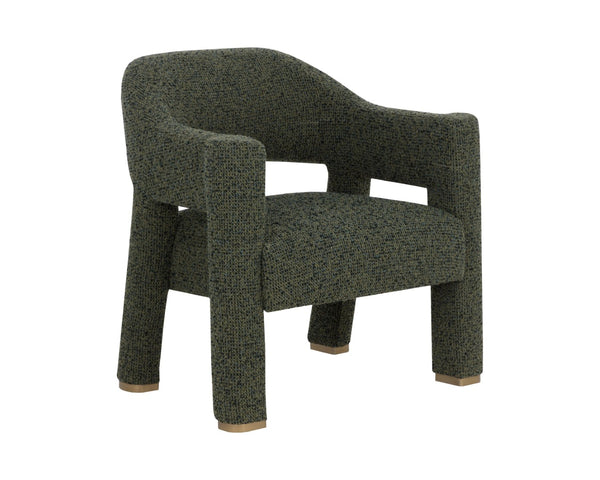 Sunpan PRISCA Lounge Chair - Bold Sculptural Comfort with Textured Upholstery & Elegant Brass Accents 112336