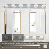 English Elm Led Modern Chrome 6-Light Vanity Lights Fixtures Over Mirror Bath Wall Lighting