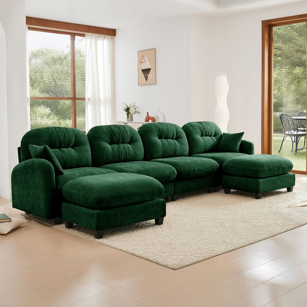 English Elm Modular U-Shaped Sectional Couch With Ottoman, Soft Chenille, Ergonomic Comfort For Any Space W714S01403