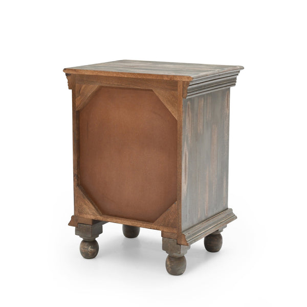 English Elm Christopher Knight Home® - Antique Hand-Carved Grey Mango Wood Nightstand – Distressed Vintage Finish, Solid Craftsmanship, Bedside Storage N758P194723D