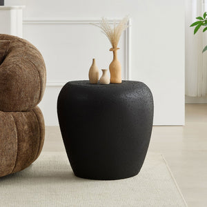 English Elm 19.29 Inch Fiberglass Stacked Stone Side Table Sculpted Organic Form for Living Room Black W2582P427033