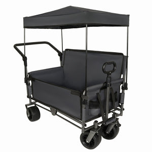 English Elm 3-in-1 Folding Wagon with Canopy Bench Seat 500lb All Terrain Heavy Duty Cart Gray W2932P354212