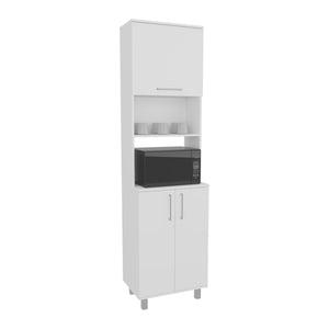 English Elm Kitchen White Pantry Cabinet with 3 Concealed Doors, 5 Adjustable Shelves & 4 Sturdy Legs, FSC Certified B097S00189