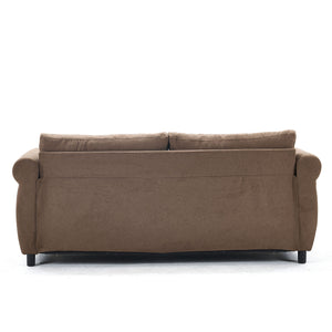 English Elm U_Style Convertible 2-in-1 Sofa Bed Sleeper with Large 63"x70.9" Mattress, Retro Rivet Accent Design Brown W2705S00020