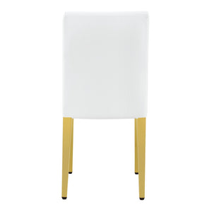 English Elm 4-piece Brown Suede Dining Chair Set with Tufted Back and Walnut Metal Legs White+Gold W1151P361154