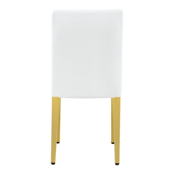 English Elm 4-piece Brown Suede Dining Chair Set with Tufted Back and Walnut Metal Legs White+Gold W1151P361156