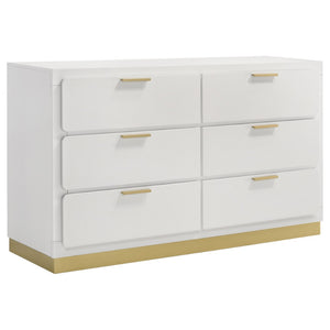 English Elm Sophia White 6-Drawer Dresser - Modern Mid-Century Elegance With Gold Accents For Stylish Storage B062P353391-GIGA