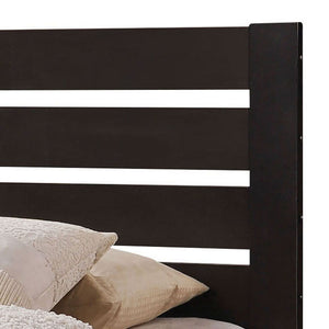English Elm Espresso Queen Panel Bed with Slatted Headboard, Low Profile Footboard, Wood Slat Support System B062P186494
