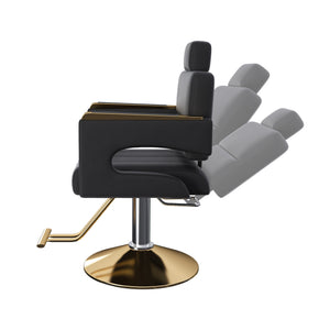 English Elm Professional Hydraulic Barber Chair with 360° Swivel, Reclining 160°, Golden Base & PU Leather Comfort W2700P318167