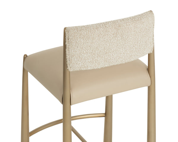 Sunpan BAYARD Barstool - Antique Brass Base with Napa Beige & Santa Cruz Oatmeal Upholstery for Luxe Seating 112689