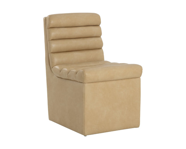 Sunpan NORM Wheeled Dining Chair - Sculpted Comfort with Ergonomic Design and Stylish Mobility for Modern Homes Latte 111765V