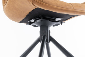 English Elm Mid-Century Modern Swivel Accent Chair Set Of 2 - Stylish, Durable Faux Leather Dining Chairs, Brown T3903P405996