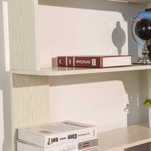 English Elm 90cm L-shaped Corner Bookcase Five Tier Mdf Open Shelving for Living Room Office W2899P444151