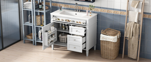 English Elm 36'' Modern Bathroom Vanity With Storage, Elegant Resin Sink, 2 Drawers & Tip-Out Drawer Design N710S136004K