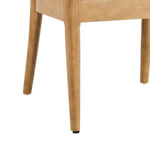 English Elm Wood Frame Upholstered Arm Dining Chairs Rubberwood Legs Beige Set of 2 N768P389408N
