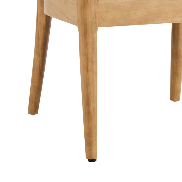 English Elm Wood Frame Upholstered Arm Dining Chairs Rubberwood Legs Beige Set of 2 N768P389408N