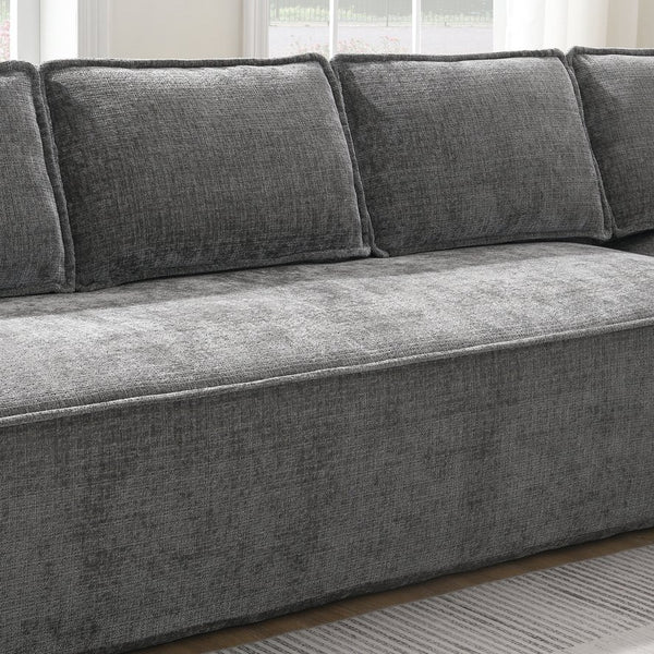 English Elm 129.5" Minimalist Modular Sectional Sofa – Wrinkle-Resistant Chenille, No-Assembly L-Shape Comfort and Flexibility Gray N723S9685E