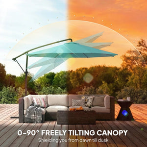 English Elm Large Offset Cantilever Patio Umbrella with 360 Rotation Tilt and Uv Protection Sky Blue T3971P466752
