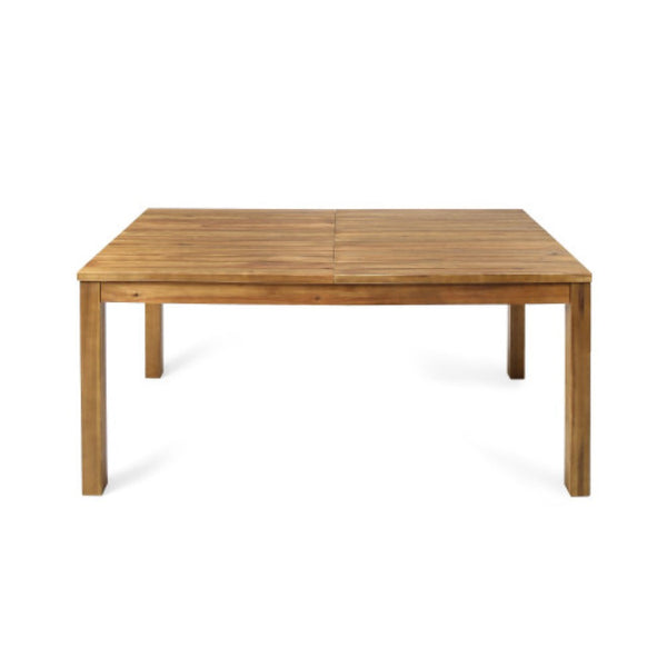 English Elm 7 Piece Solid Acacia Wood Outdoor Dining Set Extendable Table and 6 Slat Chairs Brown,Teak N762S000036AAA