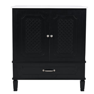 English Elm Christopher Knight Home® - 30" Bathroom Vanity with Sink Vintage Acacia Frame Ceramic Basin Soft-Close Doors & Storage Black N759P313313B