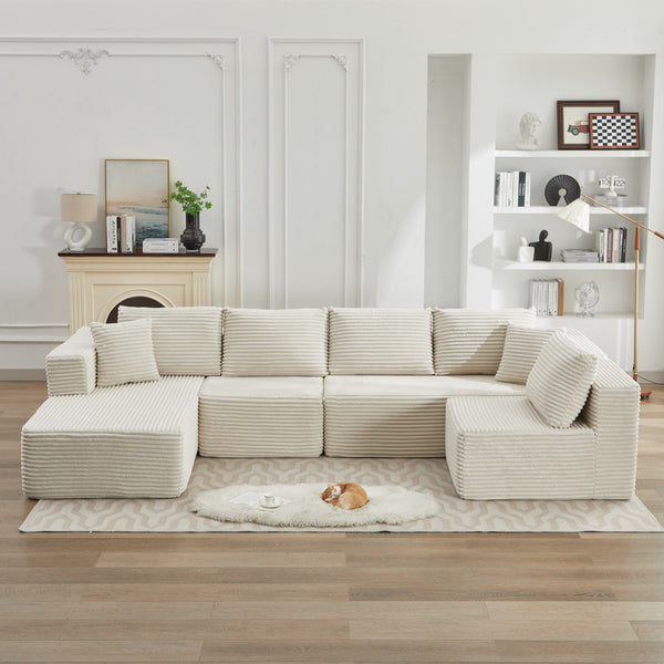 English Elm 106" Cloud Sectional Couch - Modern L-Shape Modular Sofa With Plush Corduroy, No Assembly Needed! W1143S00026