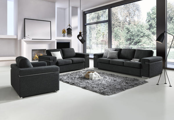 English Elm Giuliana Woven Fabric Accent Chair with Chrome Arms and Brushed Steel Legs B2749P413371