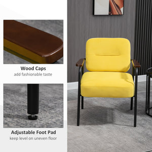 English Elm HOMCOM Velvet Modern Accent Chair with Padded Seat and Back, Armchair with Steel Legs, Cozy Upholstery Yellow W2225P217422